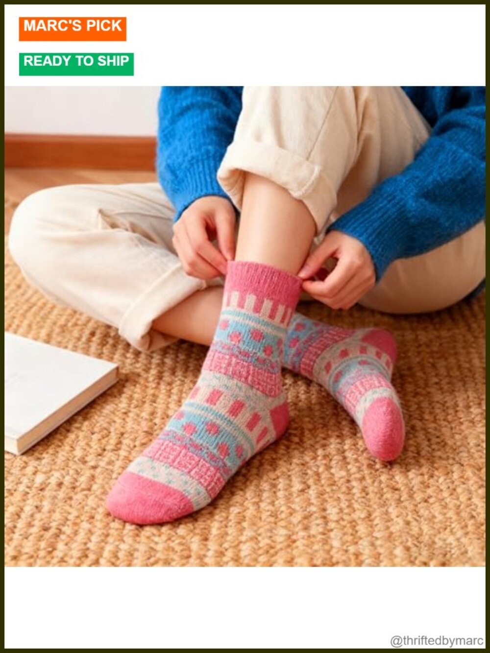 5 Pairs Women's Wool Socks Winter Warm Thick Knit Cabin Cozy Crew - Picture 2 of 6
